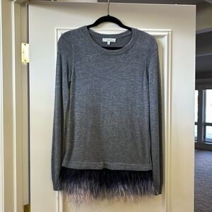 Milly feather trimmed sweater. Size petite/XS